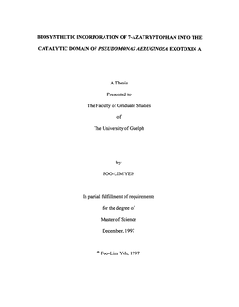 Biosynthetic Incorporation of 7-Azatryptophan Into The