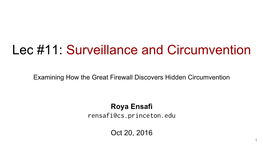 Lec #11: Surveillance and Circumvention