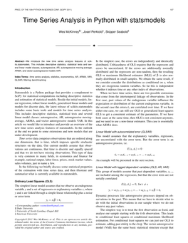 Time Series Analysis in Python with Statsmodels