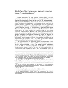 The Effect of the Parliamentary Voting System Act on the British Constitution*