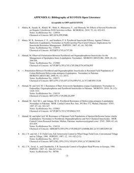 APPENDIX G: Bibliography of ECOTOX Open Literature