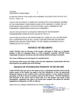 The Signed Notice of Hearing, the Terms of Reference, Or The