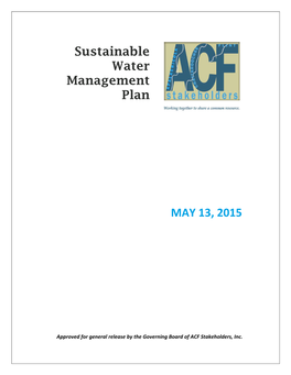 Sustainable Water Management Plan MAY 13, 2015