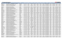 Christmas Opening Hours
