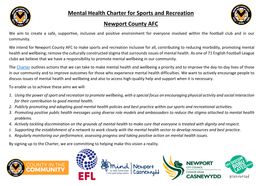 Mental Health Charter for Sports and Recreation Newport County