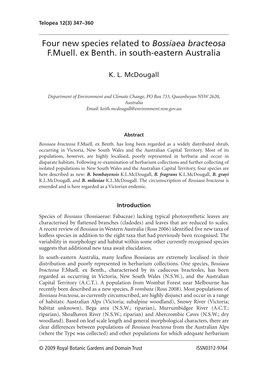 Four New Species Related to Bossiaea Bracteosa F.Muell. Ex Benth. in South-Eastern Australia