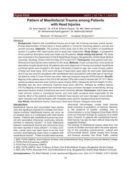 Pattern of Maxillofacial Trauma Among Patients with Head Injuries