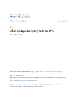 Alumni Magazine Spring-Summer 1997 Whitworth University