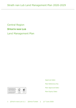 Strath Nan Lub Land Management Plan 2020-2029