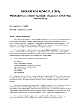 RFP) Manchester-Chateau Transit Revitalization Investment District (TRID) Planning Study