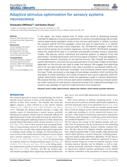 Adaptive Stimulus Optimization for Sensory Systems Neuroscience