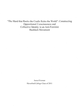 44The Hand That Rocks the Cradle Rules the World": Constructing Oppositional Consciousness and Collective Identity in an Anti-Feminist Backlash Movement