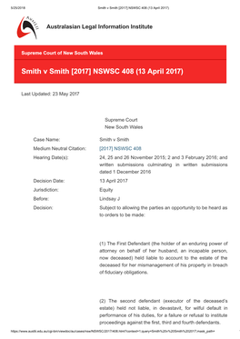 Smith V Smith [ ] NSWSC ( April )