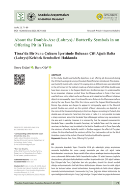 Labrys) / Butterfly Symbols in an Offering Pit in Tisna