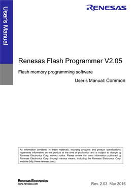 Renesas Flash Programmer V2.05 Flash Memory Programming