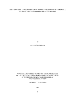 The Structure and Composition of Riparian Vegetation in Trinidad: a Baseline for Conservation and Restoration