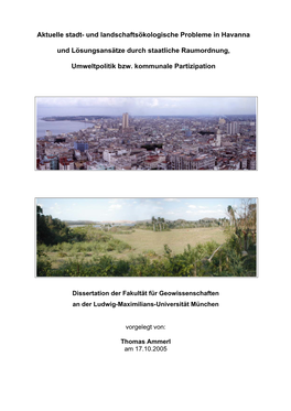 Und Landschaftsökologische Probleme in Havanna Und Lösungsansätze