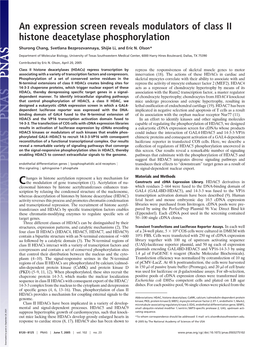 An Expression Screen Reveals Modulators of Class II Histone Deacetylase Phosphorylation