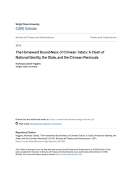 The Homeward Bound-Ness of Crimean Tatars: a Clash of National Identity, the State, and the Crimean Peninsula