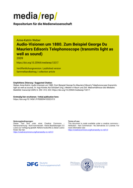 Audio-Visionen Um 1880. Zum Beispiel George Du Mauriers Edison's Telephonoscope (Transmits Light As Well As Sound) 2009