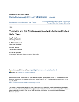 Vegetation and Soil Zonation Associated with Juniperus Pinchotii Sudw