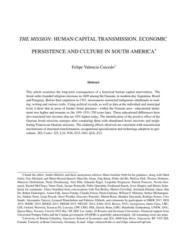 The Mission: Human Capital Transmission, Economic