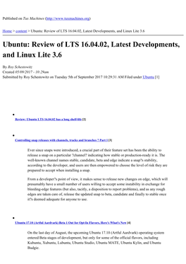Ubuntu: Review of LTS 16.04.02, Latest Developments, and Linux Lite 3.6