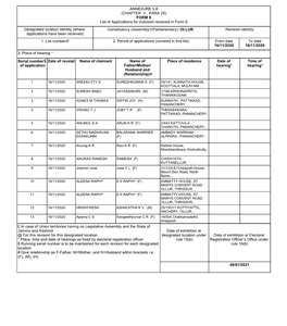 (CHAPTER V , PARA 25) FORM 9 List of Applications for Inclusion