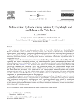 Sediment from Hydraulic Mining Detained by Englebright and Small Dams in the Yuba Basin