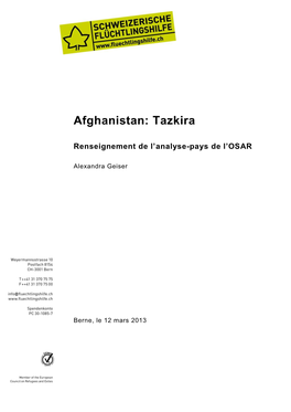 Afghanistan: Tazkira