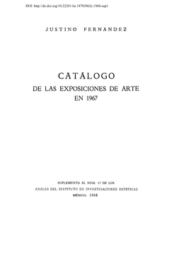 Catalogo De Las Exposiciones De Arte En 1967