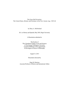 The Farm Hall Scientists: the United States, Britain, and Germany in the New Atomic Age, 1945-46