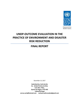 Undp-Outcome Evaluation in the Practice of Environment and Disaster Risk Reduction