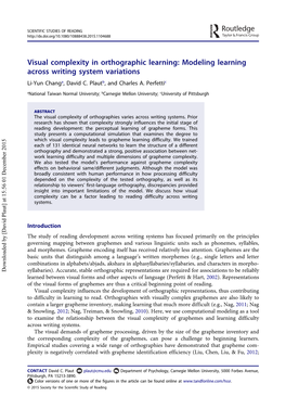 Visual Complexity in Orthographic Learning: Modeling Learning Across Writing System Variations Li-Yun Changa, David C