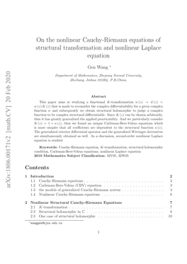 20 Feb 2020 on the Nonlinear Cauchy-Riemann Equations of Structural Transformation and Nonlinear