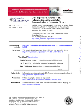 Communication in Asthmatic Airways Inflammation and Intercellular Gene