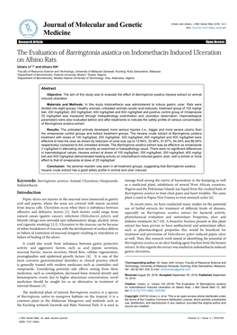 The Evaluation of Barringtonia Asiatica on Indomethacin Induced