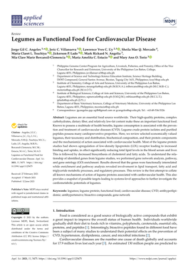 Legumes As Functional Food for Cardiovascular Disease