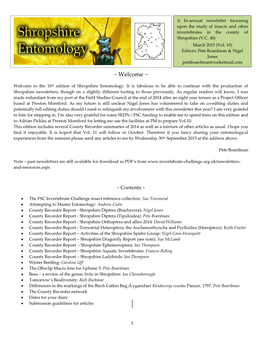 Shropshire Entomology Newsletter – October 2014 (No