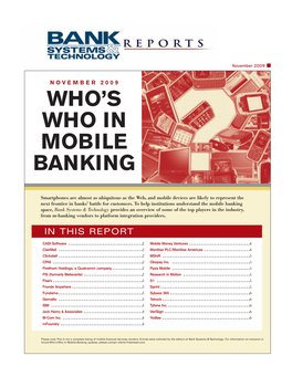 Who's Who in Mobile Banking Updates, Please Contact Mbritz@Techweb.Com
