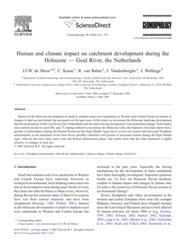 Human and Climate Impact on Catchment Development During the Holocene — Geul River, the Netherlands ⁎ J.J.W