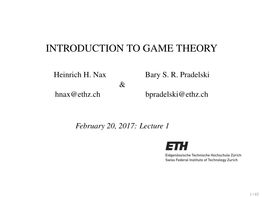 Introduction to Game Theory