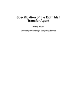 Specification of the Exim Mail Transfer Agent