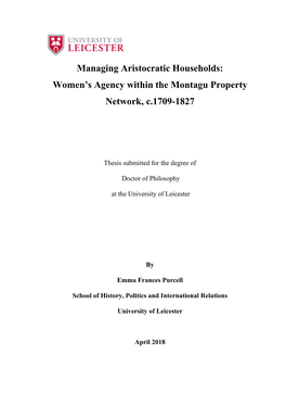 Women's Agency Within the Montagu Property Network, C.1709-1827
