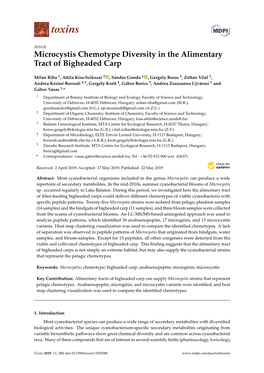 Microcystis Chemotype Diversity in the Alimentary Tract of Bigheaded Carp