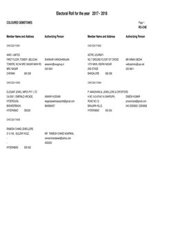 Electoral Roll for the Year 2017 2018