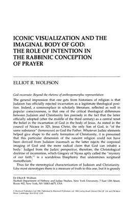 Iconic Visualization and the Imaginal Body of God: Intention in Rabbinic Prayer