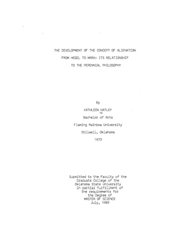 The Development of the Concept of Alienation from Hegel to Marx: Its Relationship to the Perennial Philosophy