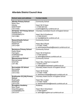 Allerdale District Council Area