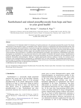 Xanthohumol and Related Prenylflavonoids from Hops and Beer